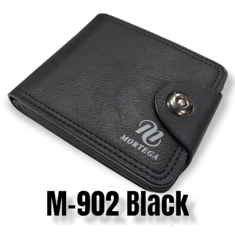 Dompet Pria Lipat Mortega Kancing M-8402 || Dompet Kukit PU Import-Mortega 902 Black