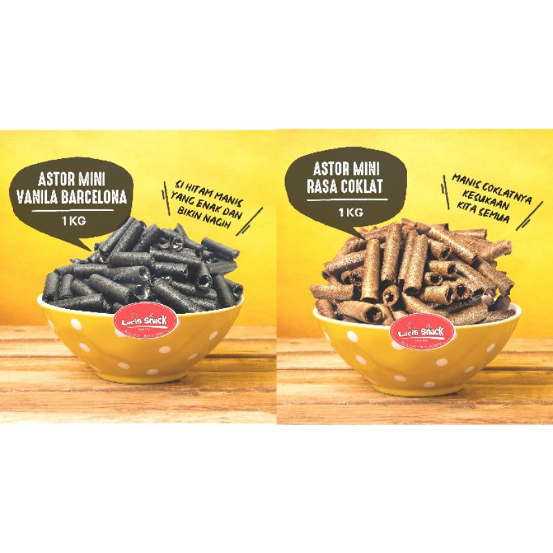 

Wafer Roll Mini Rasa Coklat/Vanila Kiloan Curah Eceran 1000gr