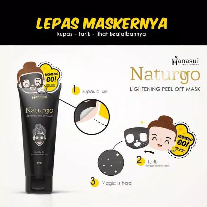 ❣️Rakkistore99❣️Hanasui Naturgo Lightening Peel Off Mask (Tube Black) 60g (100% Original)