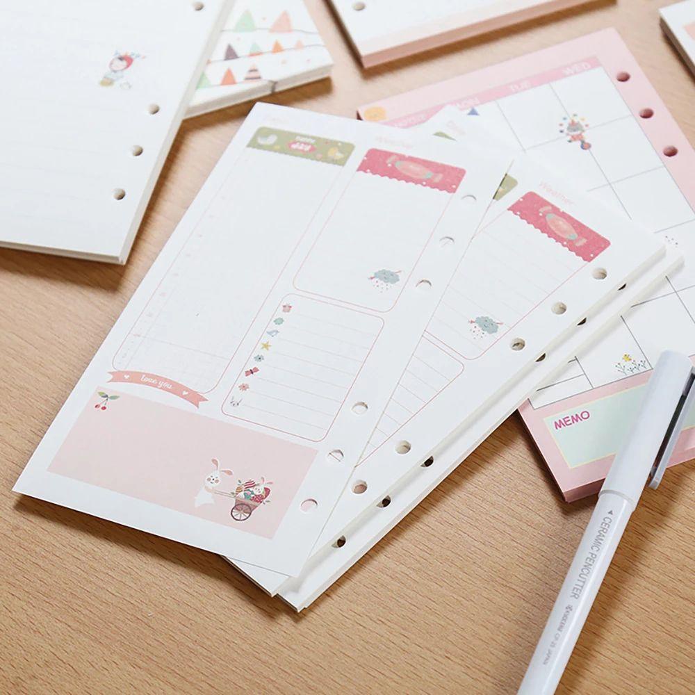 Lanfy Paper Refill Kawaii Stationery 40lembar Bulanan Daily Planner A5 A6 Binder Halaman Dalam