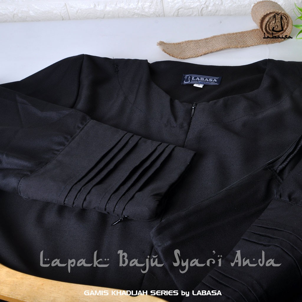 Gamis Syari Akhwat Muslimah TOYOBO Hitam Khadijah Series Labasa dan Aneka Warna | Bisa COD