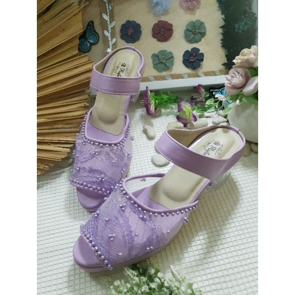 rafaizoutfit sepatu wanita cantik alissa lilac tinggi 5cm kaca