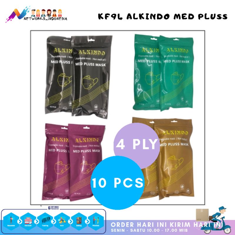 Masker KF94 Alkindo Med Pluss 4 Ply 10 Pcs