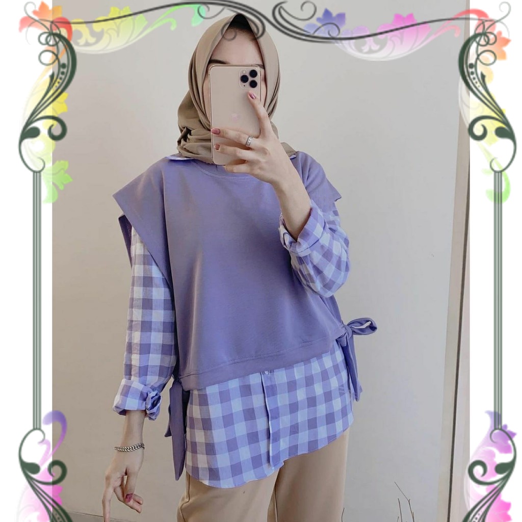 off OUTFIT BLOUSE 2IN1 WANITA ABG / PUSAT GROSIR BAJU MUSLIM REMAJA WANITA KEKINIAN HITS MASA KINI