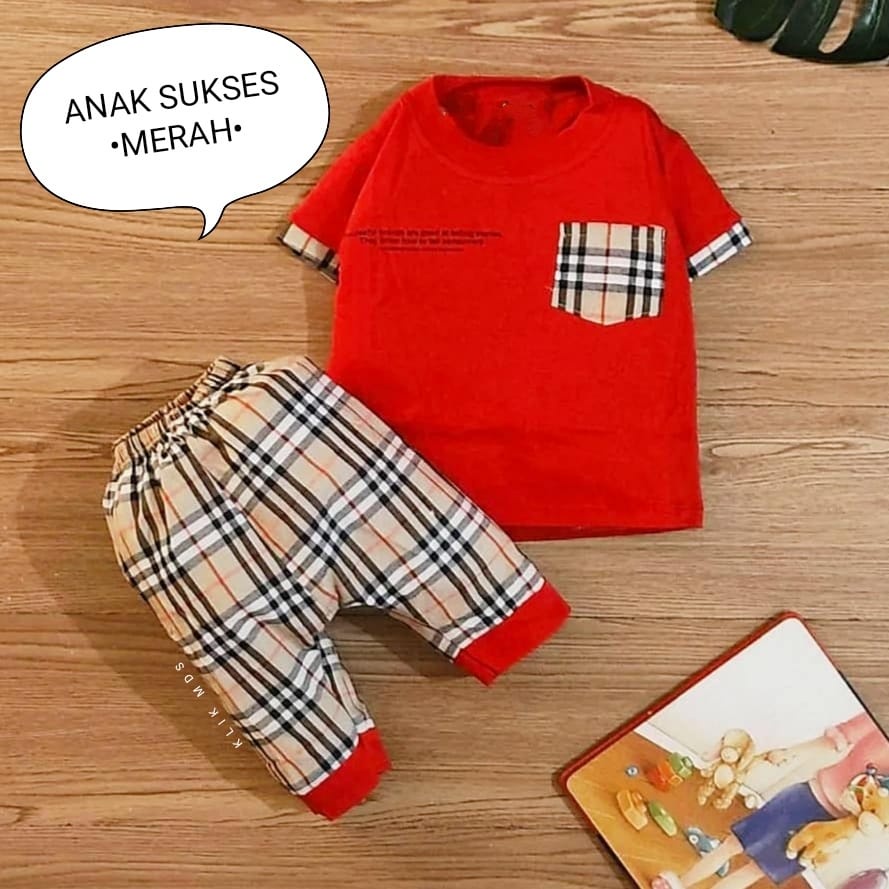 Klik Mds Setelan Baju Bayi Laki-laki 0 - 6 Bulan Atasan Dan Celana Motif Joger Anak Sukses / 1 Ukura
