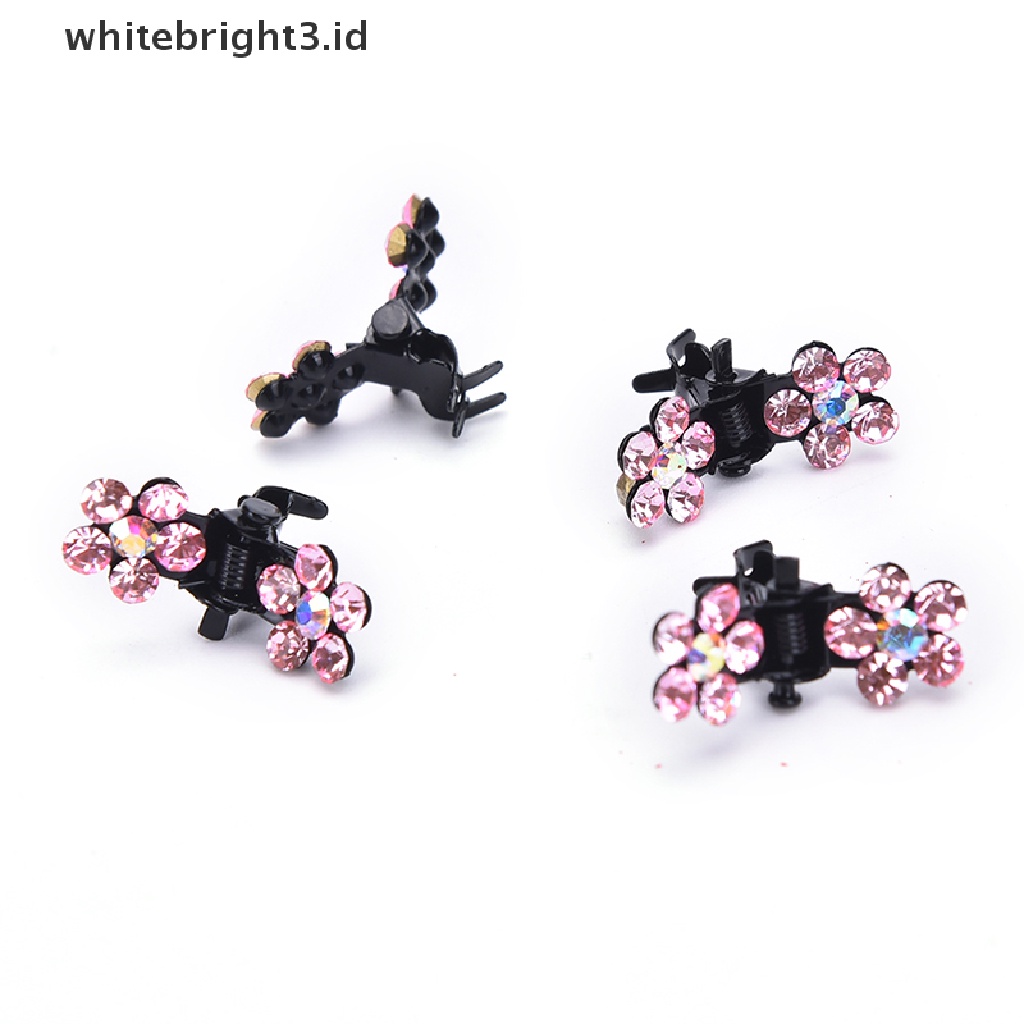 (whitebright3.id) 12pcs / Set Jepit Rambut Cakar Bentuk Bunga Aksen Kristal Untuk Aksesoris Bayi / Anak Perempuan