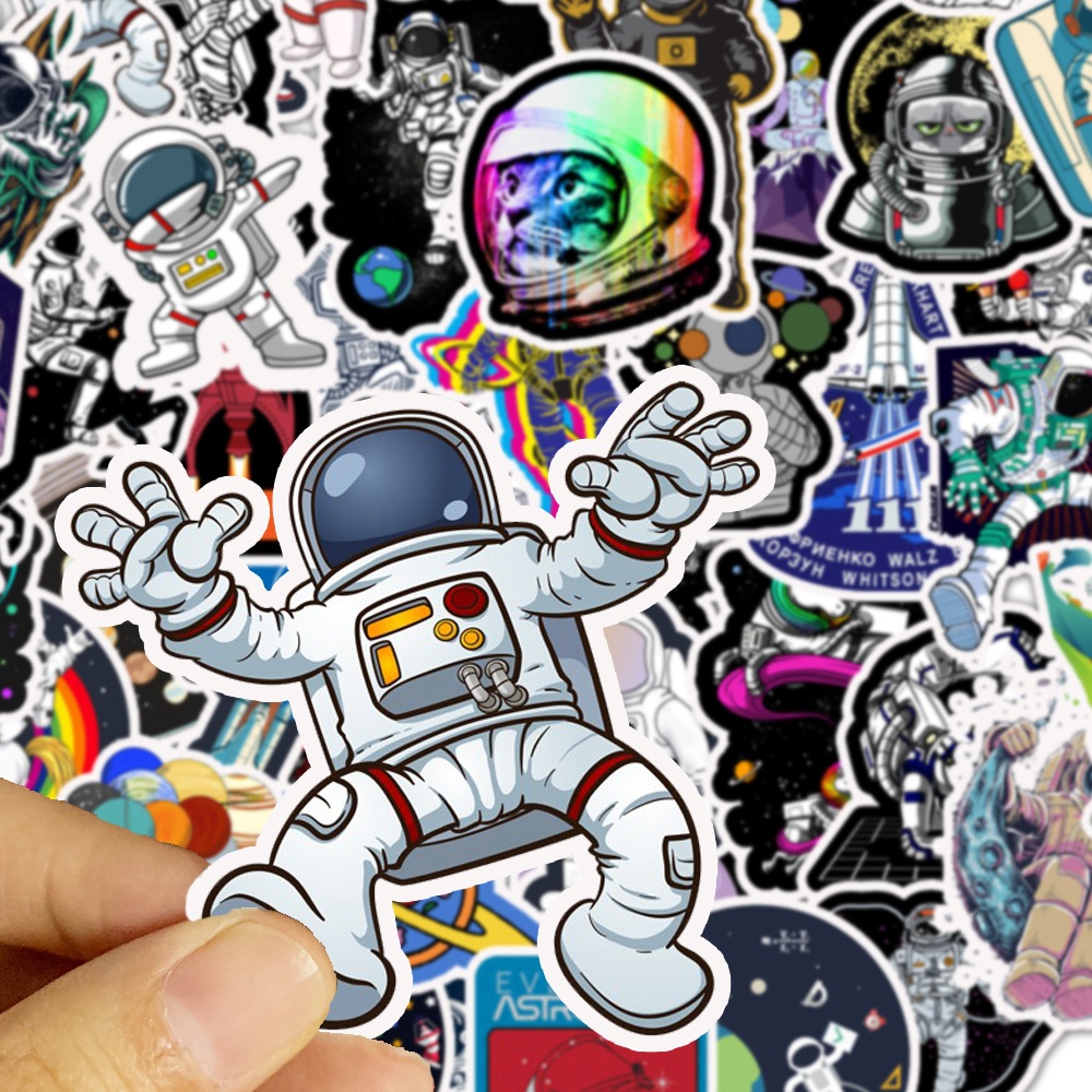 50Pcs/set Astronaut Space Station Lunar Rocket Waterproof DIY Stickers For Laptop Moto Skateboard Luggage Notebook Decor