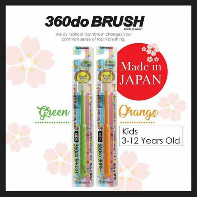 360do Toothbrush for Kids (POLOS DAN MOTIF) / Sikat Gigi Jepang 360 derajat / GREEN / BIRU / ORANGE / BROWN / RILAKUMA / MY MELODY