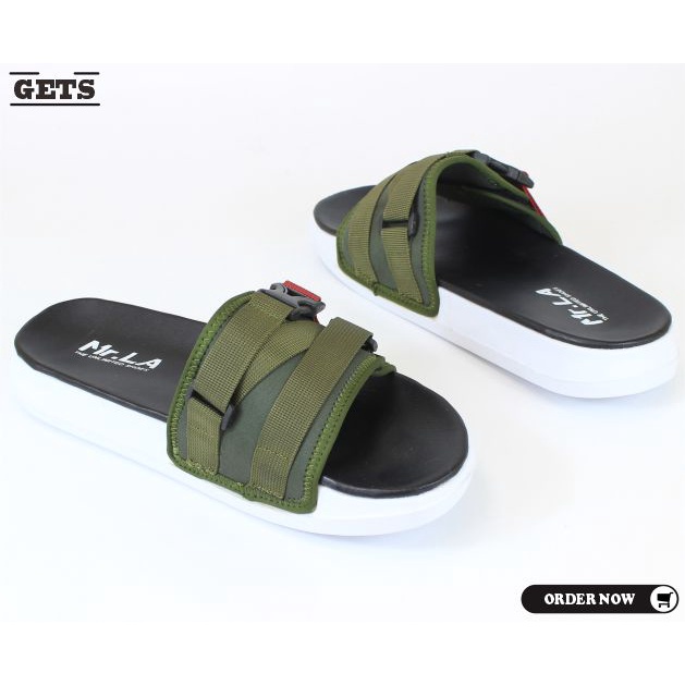 sandal slip on pria casual model terbaru Sendal Pria murah Sendal cowok warna olive