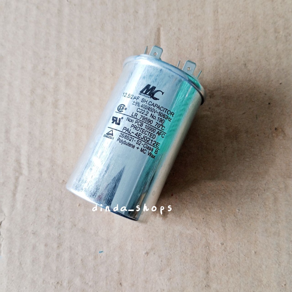 KAPASITOR AC / CAPACITOR AC MERK MC LG 3 KAKI 12,5/2 uF (12,5/2 MIKRO)