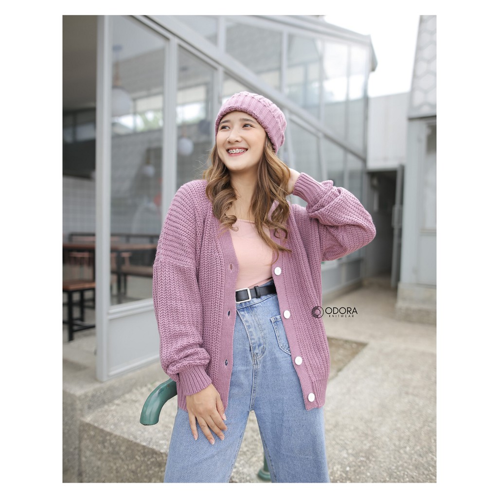 Cardigan rajut premium (Carra)-Mauve