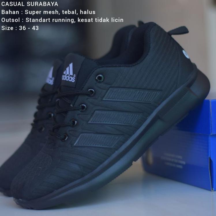 [ATD] Sepatu Sekolah Hitam Full. Sepatu Adidas Hitam Polos. Sepatu Hitam Laki Perempuan 516SIP