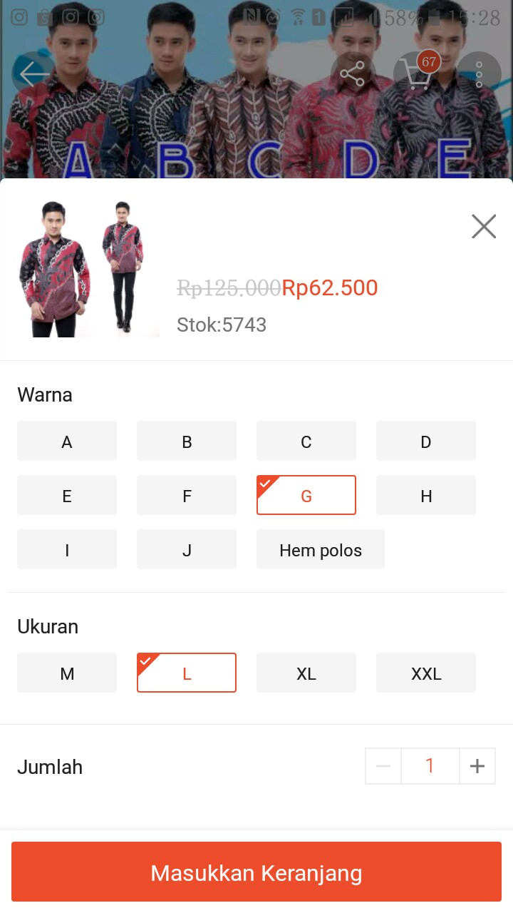 Kemeja Batik Pria Modern Lengan Panjang Casual Modis Slim Fit Trendy Masa Kini Ol 162