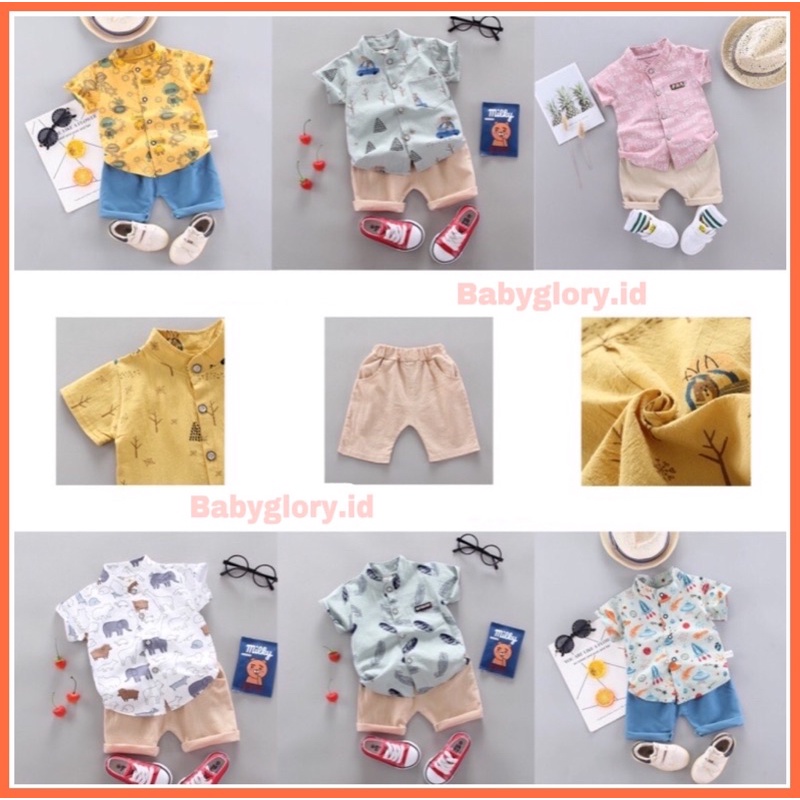 Babyglory.id✨Set Kemeja Premium Anak Cowok Laki Laki / Setelan Anak / Setelan keren / Setelan Kemeja