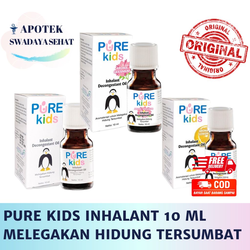 PURE KIDS INHALANT DECONGESTAN OIL 10 ML Original Geranium Lemon - Melegakan Hidung Tersumbat Anak Bayi