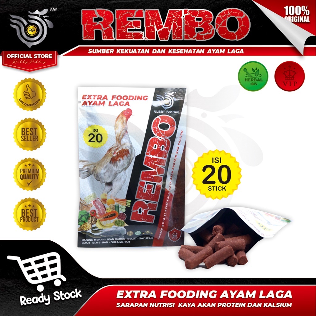 REMBO RP EXTRA FOODING AYAM LAGA ISI 20 STICK JAMU SARAPAN NUTRISI AYAM LAGA