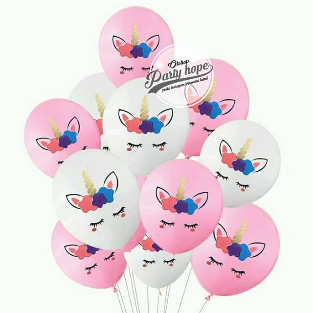 Balon latex unicorn / balon doff unicorn / balon motif unicorn bunga / balon karakter unicorn