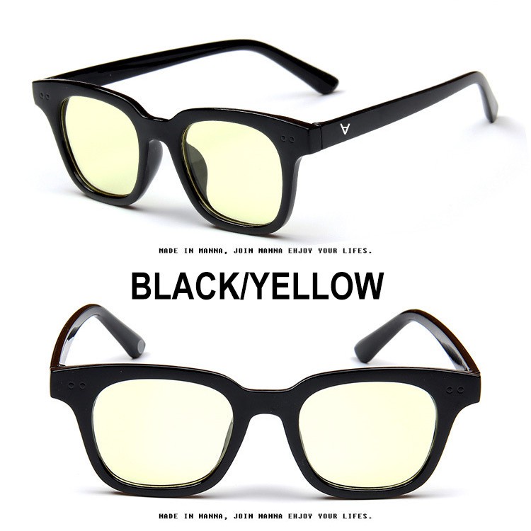 【Ready Stock】 Kacamata Bingkai Retro Persegi Kecil Wanita/Pria Dengan Lensa Warna-warni-BLACK/YELLOW