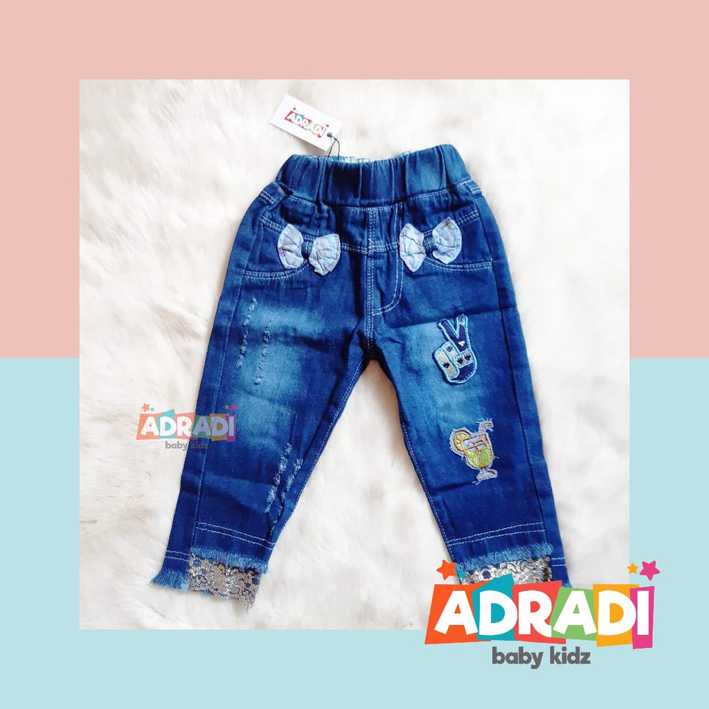 ADRADI - CELANA JEANS RENDA ANAK PEREMPUAN ORIGINAL - SIZE 5M 1 2 3 4 5 6T