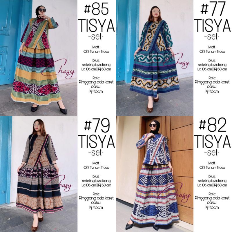 Tisya Set/Setelan Tenun Rok/Batik Solo/HIJAB STYLE TENUN/BAJU CEWEK