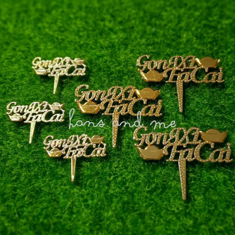 Hiasan Tancapan Kue Cake Topper Gong Xi Fa Cai