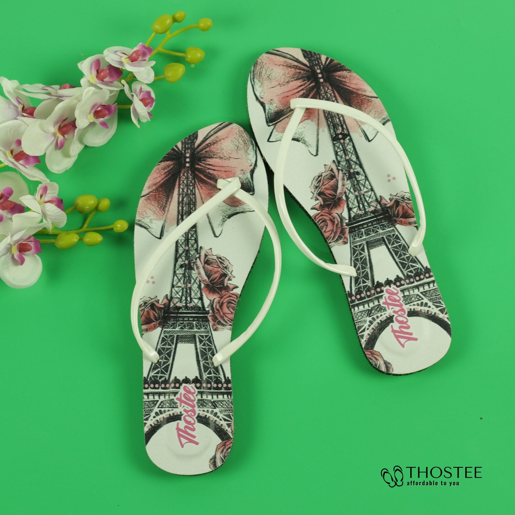 Sandal Jepit Wanita UV Printing Thostee RP 06 Paris Menara Eiffel Aio
