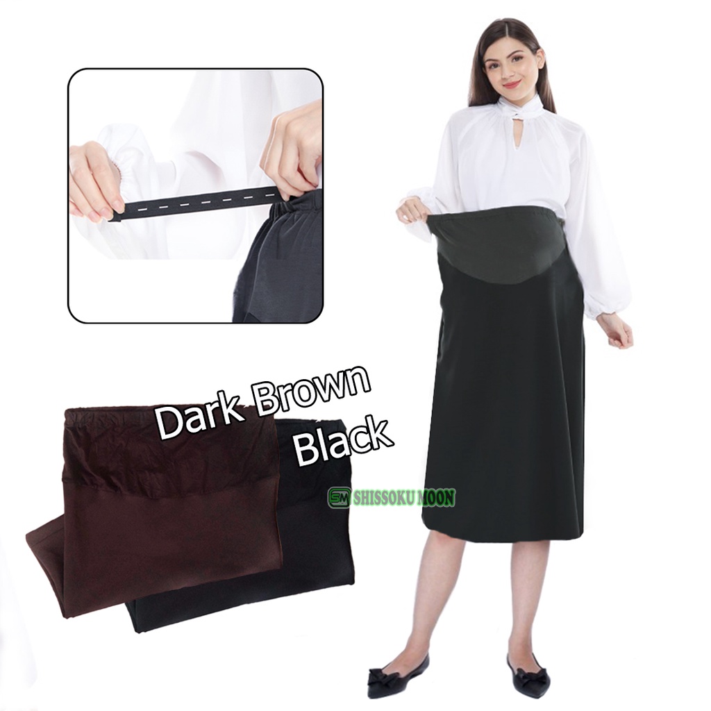 Rok Hamil Kerja Kantor - Midi Skirt Maternity Premium Bahan Gracela Tebal