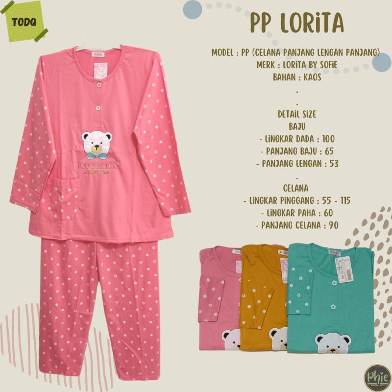 Baju tidur wanita lorita by Sofie PP STANDAR  bahan tebal dan adem