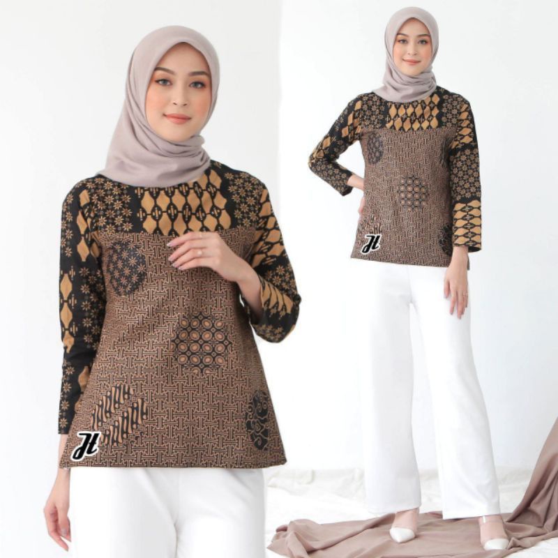 tey-17 Batik Wanita ASJ SA HRB026 Kenogo Kemeja Tosca Pendek-10