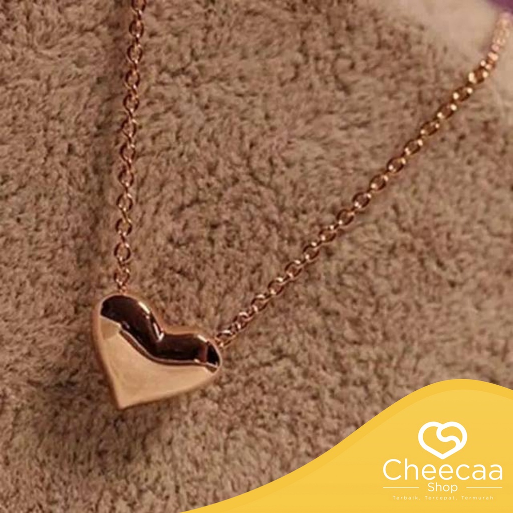 CC (ACC42) Kalung Hati Heart Chain Necklace (Kalung Aksesoris Fashion Simple Hati / Love Emas Gantung)