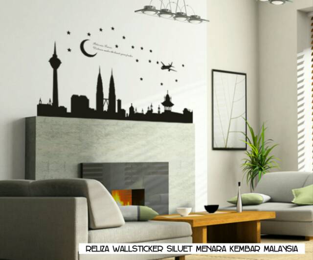 RELIZA WALL STICKER SILUET HITAM MENARA KEMBAR PETRONAS MALAYSIA CITY KOTA HOME DECOR HIASAN DINDING