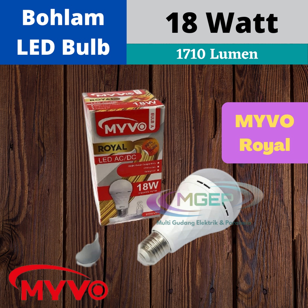 Bohlam LED Emergency Myvo Royal 18 Watt + fitting Lampu darurat Lampu Magic