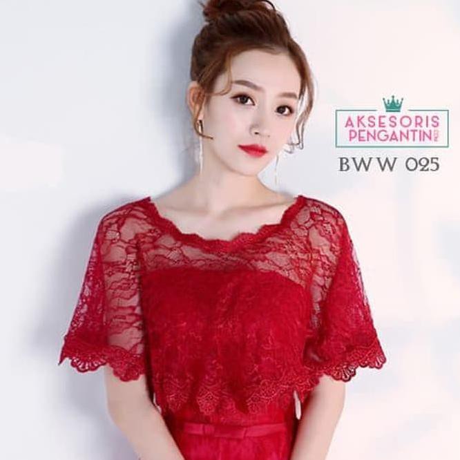 Magic Aksesoris Cardigan Bolero Pesta Wedding Lace Maron L Bolero - Bww025