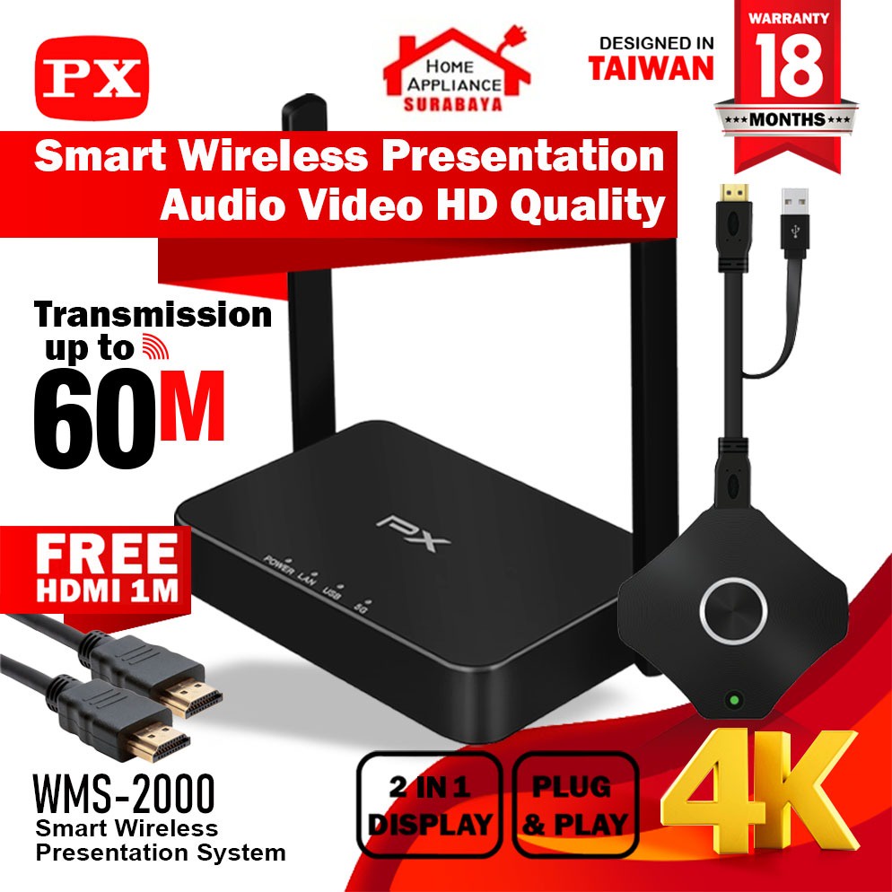 HDMI Wireless Transmitter Receiver Proyektor 60 Meter PX WMS-2000