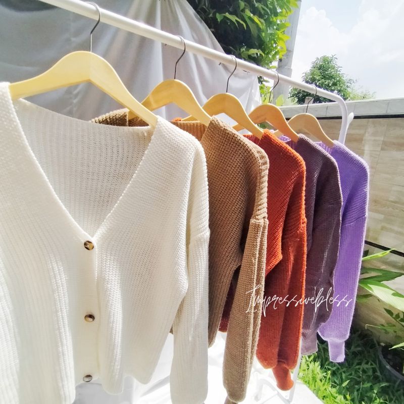 VINA CARDIGAN RAJUT CROP LENGAN BALON/KNITTED CARDIGAN/KARDIGAN RAJUT/KARDIGAN VINA/LENGAN BALON/OUTHER/PAKAIAN WANITA