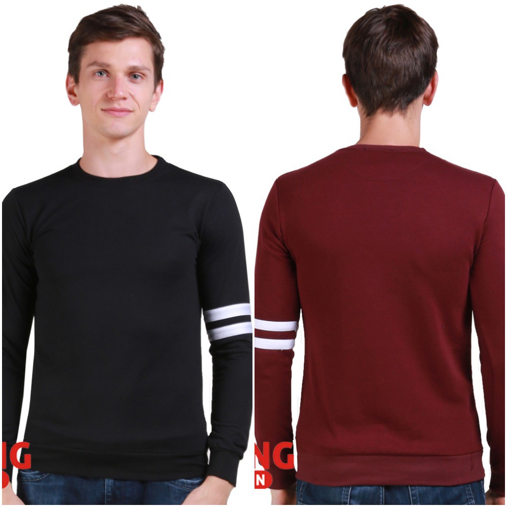 Kaos Panjang Pria Double Strip dengan Lengan dan Pinggang Karet (COMB)