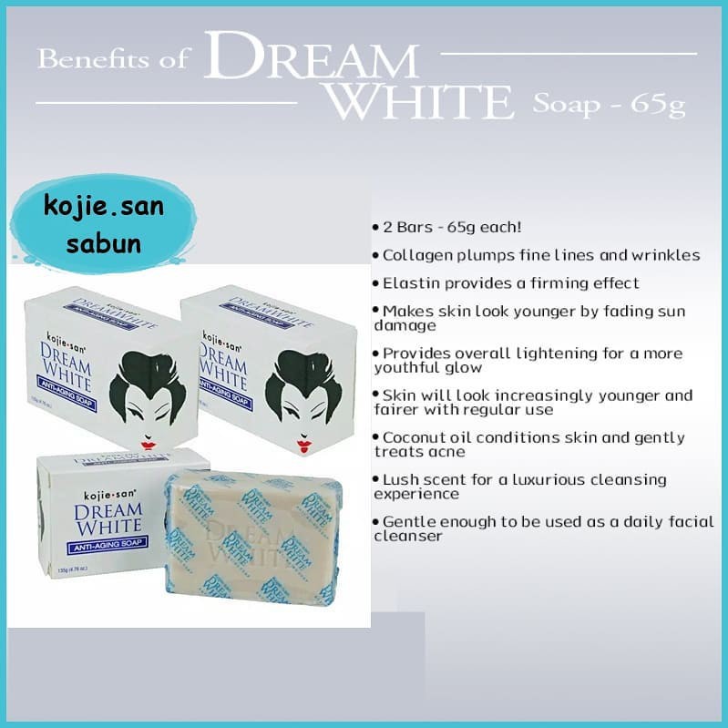 KOJIE SAN Kojic Acid Soap 65g /KOJIE SAN Skin Lightening Soap Kojic Acid, Dream White 45 / 65 / 135g Sabun KOJIESAN BPOM Kosmetik