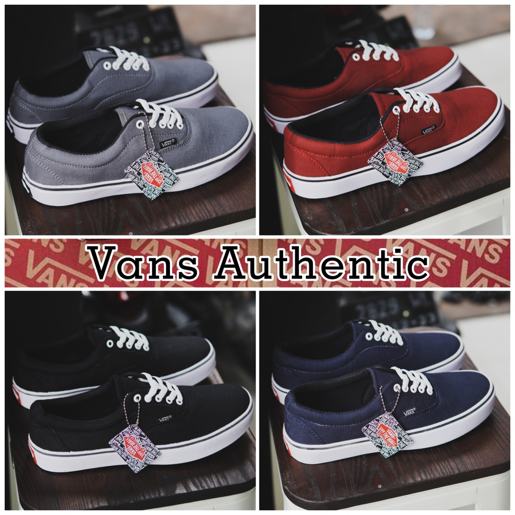 CUCI GUDANG !!! Sepatu Sneakers Tali Pria Vans Authentic Casual Kets Sekolah Kuliah Kerja + BOX