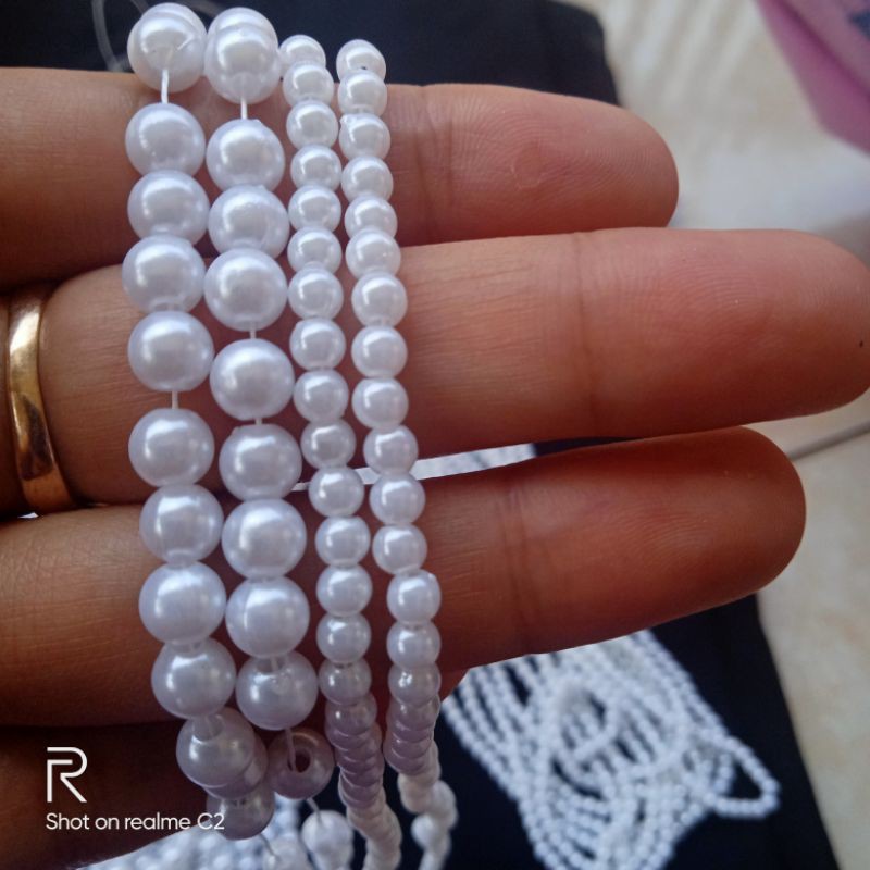 mutiara sintetis ringan 5,6&amp;8 mm/ mutiara renteng/mutiara lubang