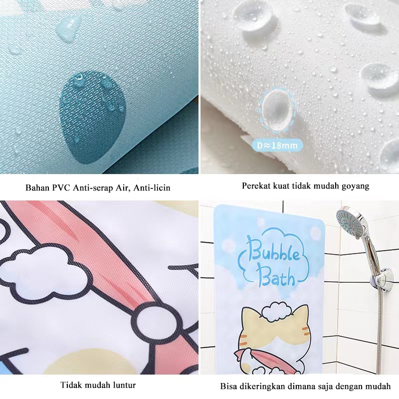 LBS PVC Bathroom Mat Shower Bath Anti Slip Mat Keset Kamar Mandi PVC Penghisap Suction Cup 40x70 cm