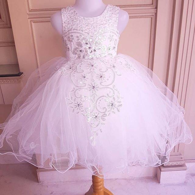 GA2550 PREMIUM LOUISE DRESS WHITE /gaun pesta baptis anak perempuan tutu putih wedding birthday