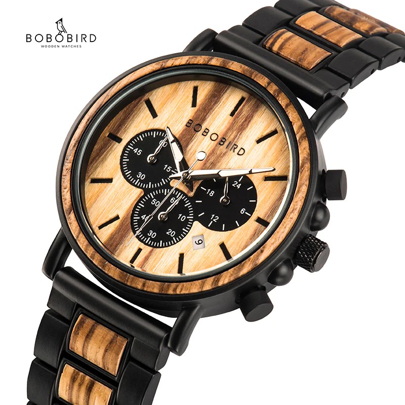 TERBARU BOBO BIRD Wooden Watch Men erkek kol saati Luxury Stylish Wood Timepieces Chronograph