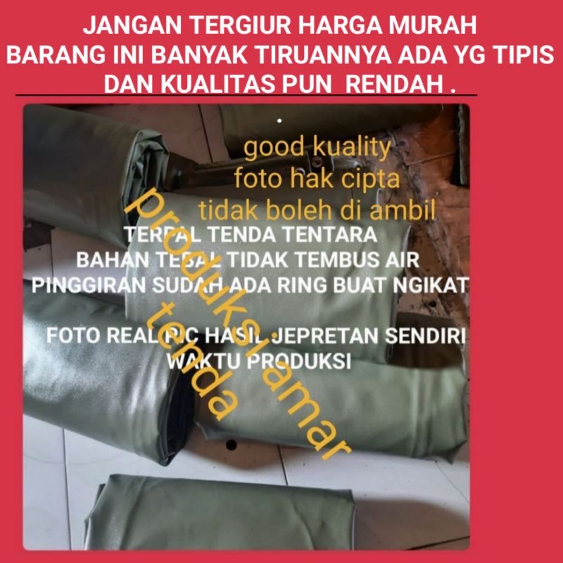 TERPAl tenda tentara ukuran 4x8 meter terpal dua lapis kain dan karet