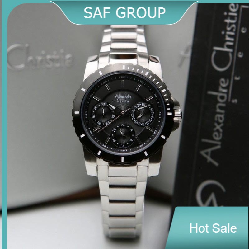 JAM TANGAN WANITA ALEXANDRE CHRISTIE AC 6141 / AC6141 SILVER BLACK ORIGINAL by plp