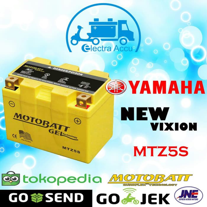 Aki motor Yamaha New Vixion Motobatt MTZ5S aki kering