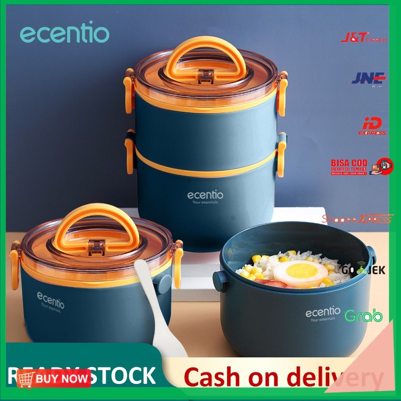 [[[BISA COD]]] Ecentio Double-layerdouble-layer insulate lunch box portable lunch box without BPA