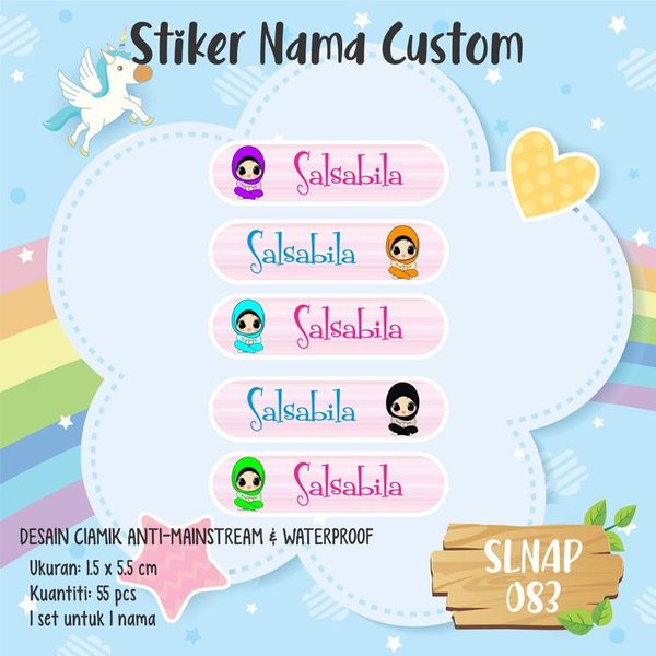 

Diskon sticker label nama anak kartun cewek hijab cute girl lucu SLNAP-083 Berkualitas