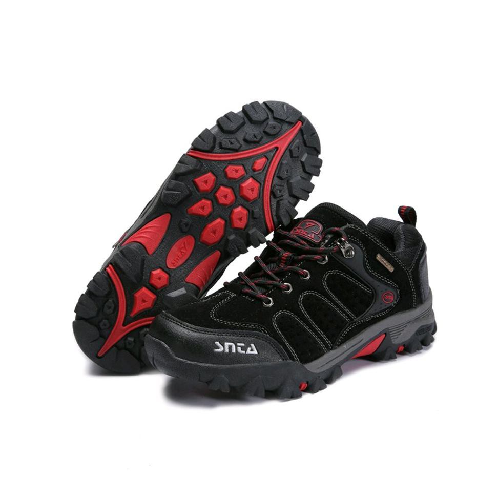 TERLARIS  Sepatu Gunung Semi Boot SNTA 432 Warna Green Orange - Sepatu Hiking Pria Model Pendek