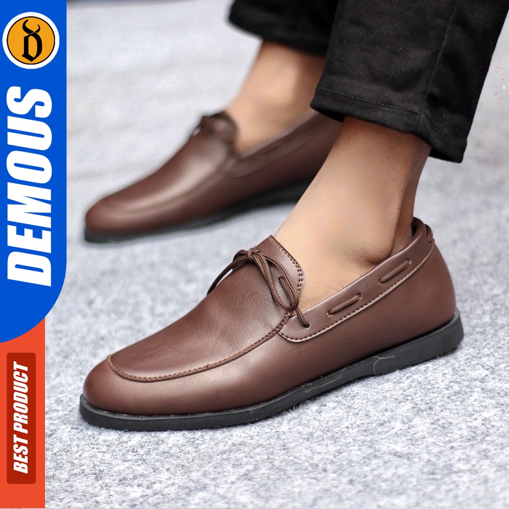 Sepatu Formal Pria Sepatu Casual Pria Kulit Pu Slop Sepatu Pantofel Kerja Kantor Kuliah Kondangan Sepatu Hitam Pria DEMOUS ELDAR