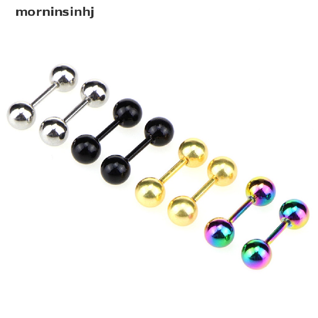 Mornin Anting Tindik Tulang Rawan Telinga Bentuk Barbell Bahan Stainless Steel